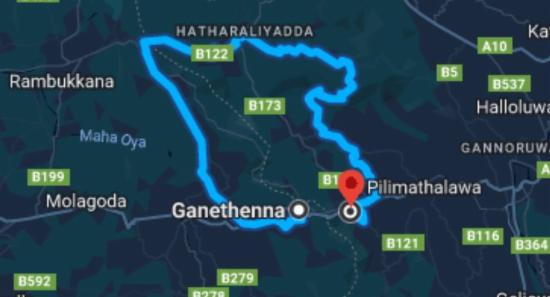 Ganetenna to Kadugannawa Police Station Rd Closed